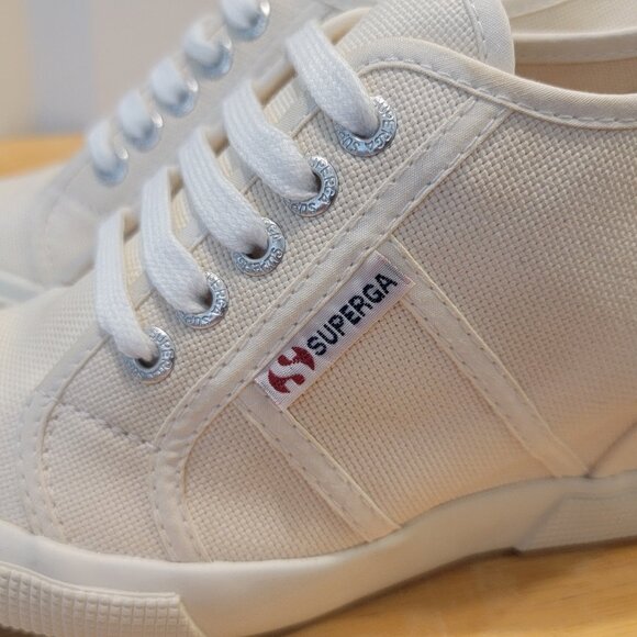 Size 37 (6.5) SUPERGA Ivory Hidden Wedge Sneakers. Never Worn. - Picture 8 of 10